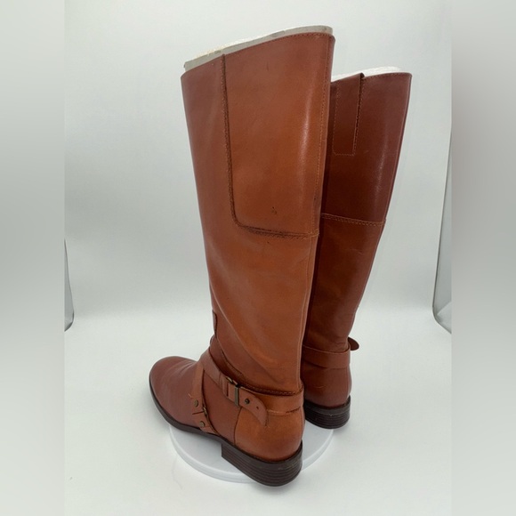 NINE WEST Brown Leather Riding Boots Shoe Flat Tall Equestrian Women Blogger 9.5 - Picture 6 of 15